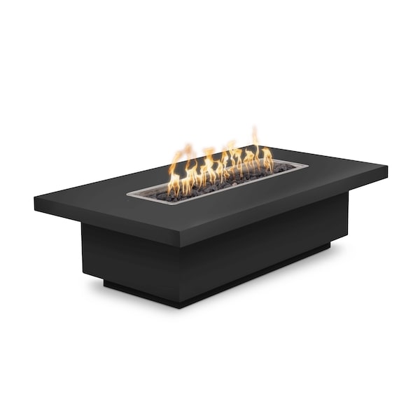 The Outdoor Plus 72 Rectangular Fremont Fire Table, Powder Coated Metal, Black, Play Electronic Ignition, Natural Gas - OPT-FRMPC7224EKIT-BLK-NG