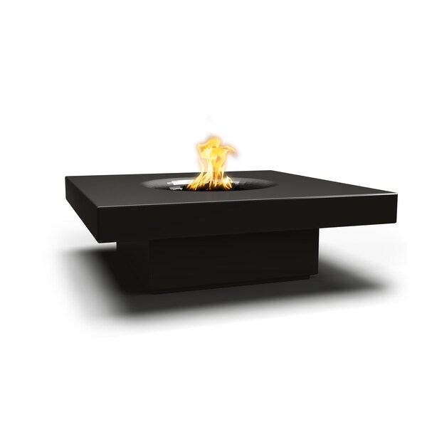 The Outdoor Plus 48 Square Balboa Fire Table - GFRC Concrete - Black - Match Lit with Flame Sense - Liquid Propane - OPT-BAL48FSML-BLK-LP
