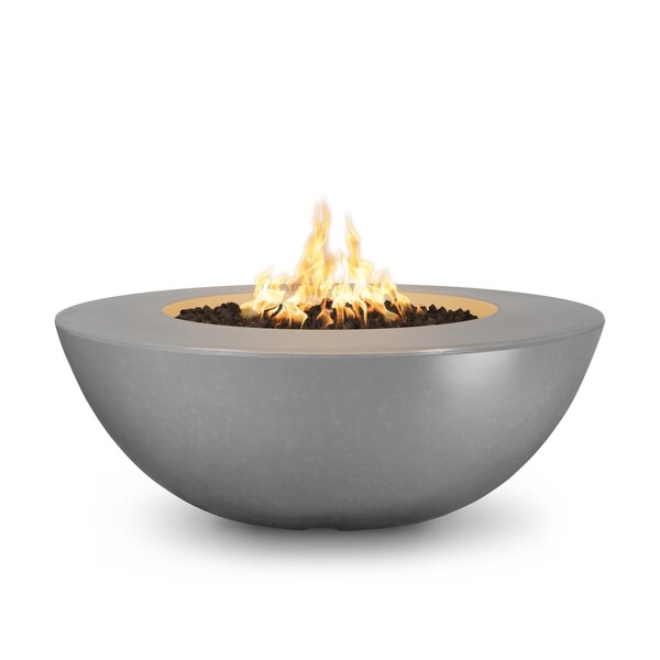 The Outdoor Plus 48 Round Sedona Fire Pit, GFRC Concrete, Natural Gray, Low Voltage Electronic Ignition, Liquid Propane - OPT-SEDWL48E12V-NGY-LP