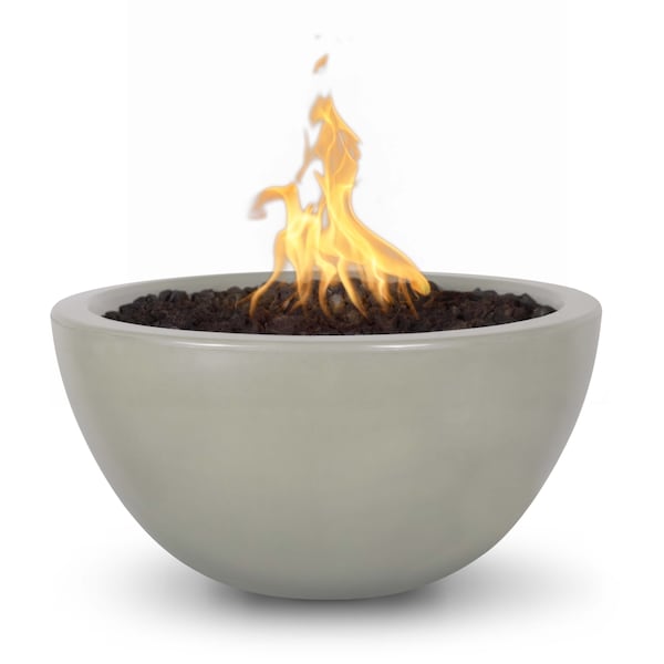 The Outdoor Plus 38 Round Luna Fire Pit - GFRC Concrete - Ash - Plug & Play Electronic Ignition - Liquid Propane - OPT-LUN38EKIT-ASH-LP