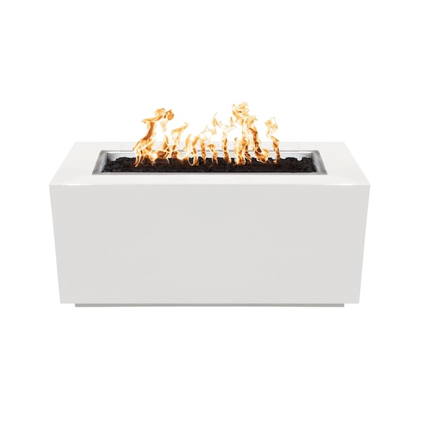 The Outdoor Plus 84 Rectangular Pismo Fire Pit - Powder Coated Metal - White - Match Lit - Liquid Propane - OPT-R8424PCR-WHT-LP