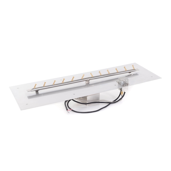 The Outdoor Plus 8x36 Rectangular Flat Pan, 30 SS Linear Bullet Burner, Spark Ignition w/Flame Sense, Liq. Propane - OPT-BFP36RTSSFSEN-LP