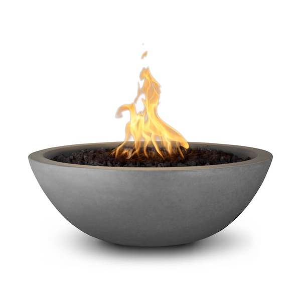 The Outdoor Plus 33 Round Sedona Fire Bowl - GFRC Concrete - Natural Gray - Match Lit - Liquid Propane - OPT-33RFO-NGY-LP