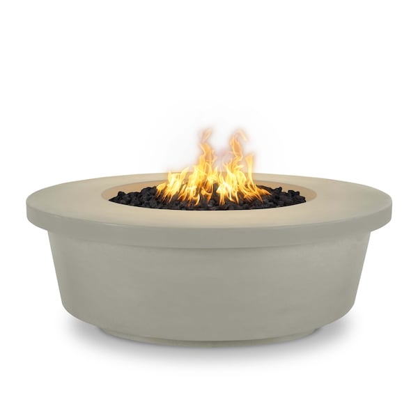 The Outdoor Plus 48 Round Tempe Fire Pit - GFRC Concrete - Ash - Match Lit - Natural Gas - OPT-TEM48-ASH-NG