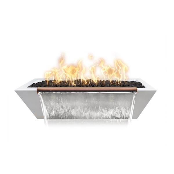 The Outdoor Plus 60 Rectangular Linear Maya Fire Bowl, GFRC Concrete, Vanilla, Match Lit w/Flame Sense, Liquid Propane - OPT-6020MFWFSML-VAN-LP