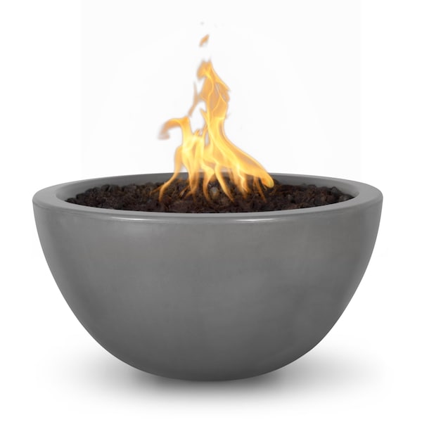 The Outdoor Plus 38 Round Luna Fire Pit, GFRC Concrete, Natural Gray, Plug & Play Electronic Ignition, Liquid Propane - OPT-LUN38EKIT-NGY-LP
