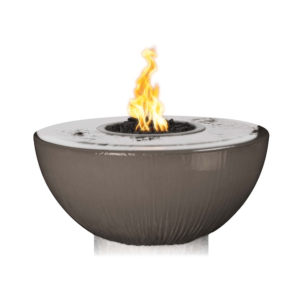 The Outdoor Plus 38 Round Sedona Fire & Water Bowl - GFRC Concrete - Chestnut - Match Lit - Natural Gas - OPT-38FW360-CST-NG