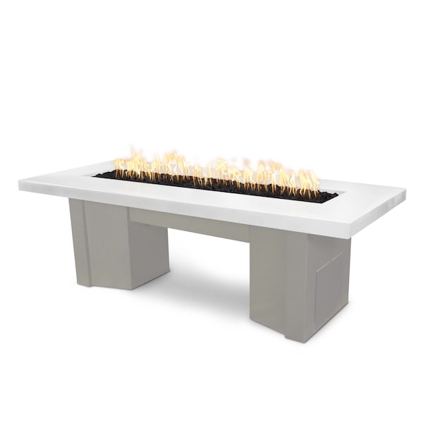 The Outdoor Plus 60 Alameda Fire Table Smooth Concrete, 12V Electronic Ignition, White Limestone Concrete Top, Nat. Gas - OPT-ALMGFRC60E12V-LIM-PEW-NG