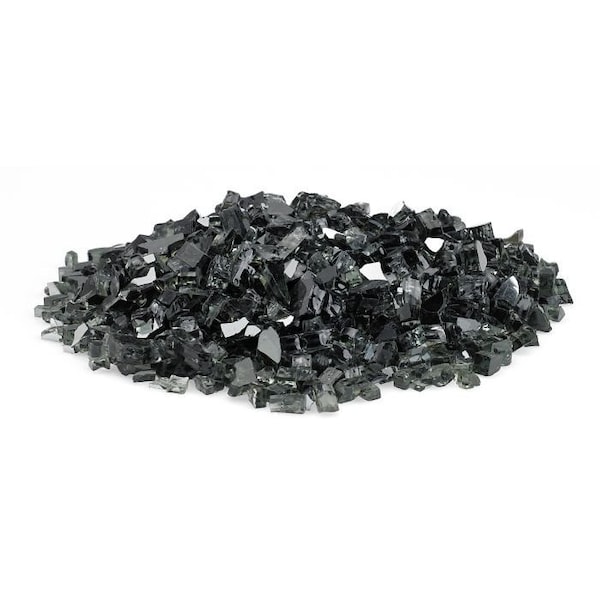 American Fire Glass 1/4 in Black Reflective Fire Glass, 10 Lb Bag - AFF-BLKRF-10