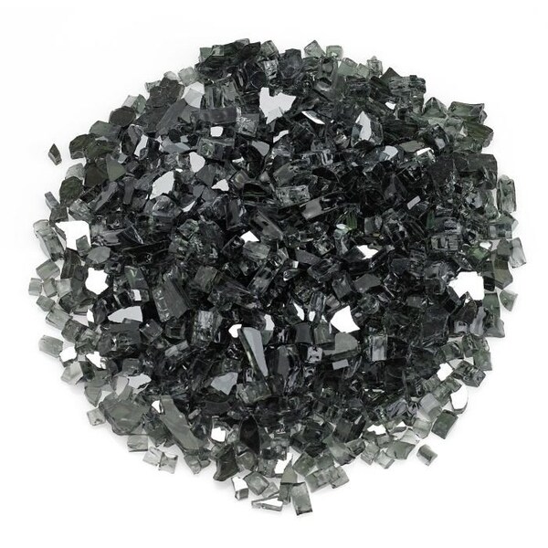 American Fire Glass 1/4 in Black Reflective Fire Glass, 10 Lb Bag - AFF-BLKRF-10