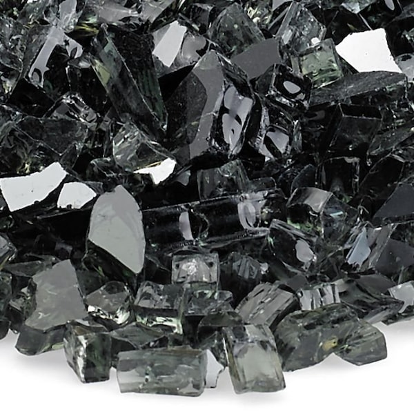American Fire Glass 1/4 in Black Reflective Fire Glass, 10 Lb Bag - AFF-BLKRF-10
