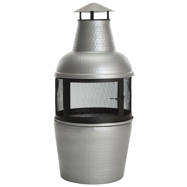 Safavieh 40 x 18 x 18 in. Cartagena Chiminea Silver & Black - PIT1001A