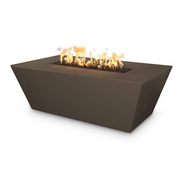 The Outdoor Plus 60 Rectangular Angelus Fire Pit, GFRC Concrete, Chocolate, Plug & Play Electronic Ignition, Natural Gas - OPT-AGLGF60EKIT-CHC-NG