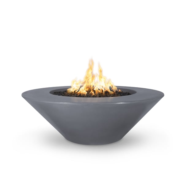 The Outdoor Plus 48 Round Cazo Fire Pit - GFRC Concrete - Gray - Match Lit with Flame Sense - Liquid Propane - OPT-CZ48FSML-GRY-LP