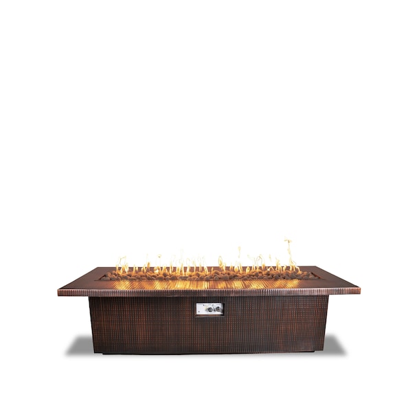 The Outdoor Plus 84 Rectangular Fremont Fire Table - Copper - Match Lit with Flame Sense - Liquid Propane - OPT-FRMCPR8415FSML-LP