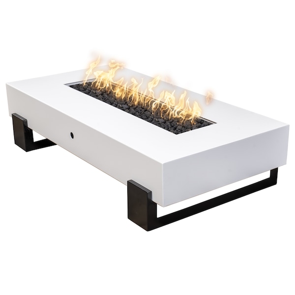 The Outdoor Plus 84 Rectangular Baja Fire Pit, Powder Coated Metal, Spark Ignition with Flame Sense, Liquid Propane - OPT-BAJ84-BWCFSEN-LP