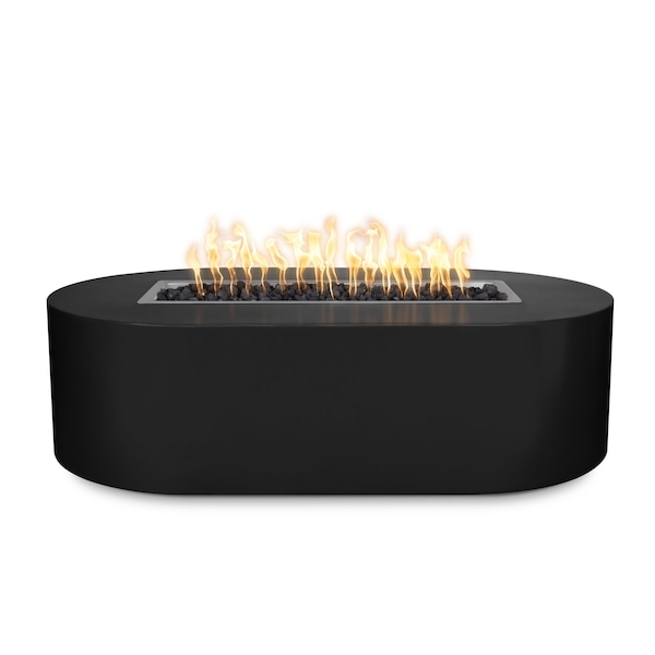 The Outdoor Plus 48 Rectangular Bispo Fire Pit, Powder Coated Metal, Black, Match Lit with Flame Sense, Liquid Propane - OPT-BSPPC48FSML-BLK-LP