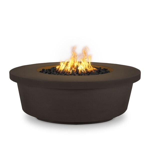 The Outdoor Plus 48 Round Tempe Fire Pit - GFRC Concrete - Chocolate - Plug & Play Electronic Ignition - Natural Gas - OPT-TEM48EKIT-CHC-NG