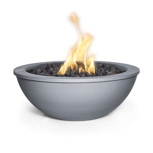 The Outdoor Plus 36 Round Sedona Fire Bowl - Powder Coated Metal - Gray - Match Lit - Liquid Propane - OPT-36RPCFO-GRY-LP