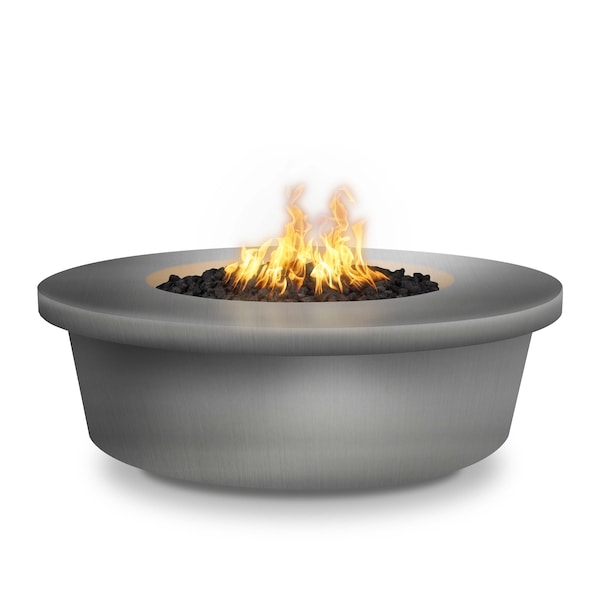 The Outdoor Plus 48 Round Tempe Fire Pit - Stainless Steel - Match Lit with Flame Sense - Liquid Propane - OPT-TEMSS48FSML-LP