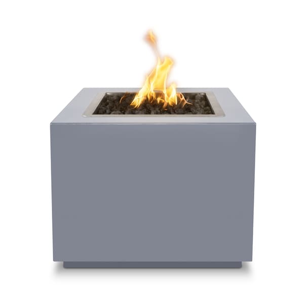 The Outdoor Plus 42 Square Forma Fire Pit - Powder Coated Metal - Gray - Match Lit with Flame Sense - Natural Gas - OPT-42PCSQFSML-GRY-NG