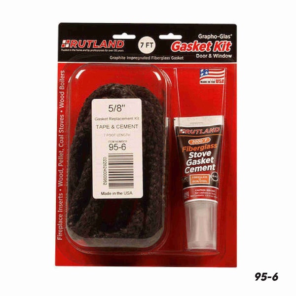 Rutland Grapho-Glas Stove Gasket Kit, 5/8inx 3/16in x 7' Tape - 95-6