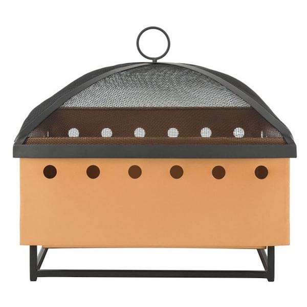 Safavieh 19.25 x 21 x 20.75 in. Wyatt Square Fire Pit, Copper and Black - PIT2004A