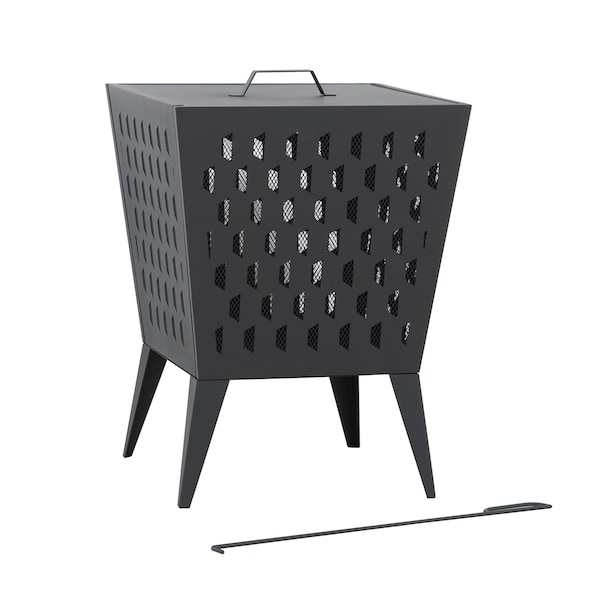 Sunjoy 18 in Steel Wood Burning Fire Pit with Poker and PVC Cover for Patio - A301058510