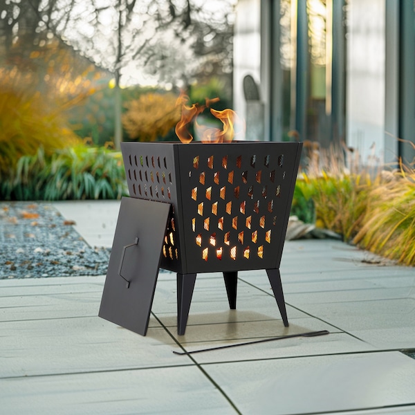 Sunjoy 18 in Steel Wood Burning Fire Pit with Poker and PVC Cover for Patio - A301058510