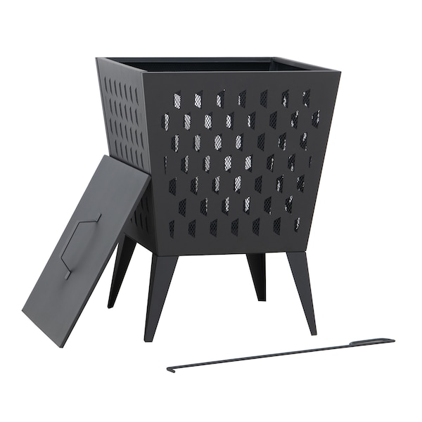 Sunjoy 18 in Steel Wood Burning Fire Pit with Poker and PVC Cover for Patio - A301058510