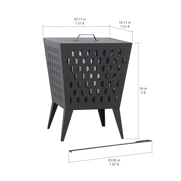 Sunjoy 18 in Steel Wood Burning Fire Pit with Poker and PVC Cover for Patio - A301058510