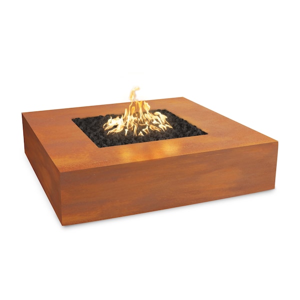 The Outdoor Plus 42 Square Quad Fire Pit - Corten Steel - Match Lit - Liquid Propane - OPT-QDCS42-LP