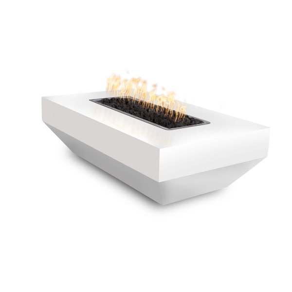 The Outdoor Plus 72 Rectangular Moderno Fire Pit - Powder Coated Metal - White - Liquid Propane - OPT-MODPC7228-WHT-LP