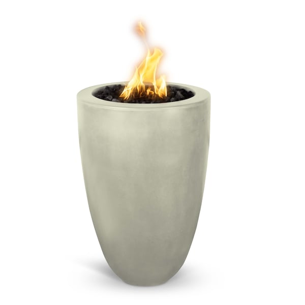 The Outdoor Plus 22 Round Castillo Fire Pillar - GFRC Concrete - Ash - Match Lit - Natural Gas - OPT-CSTO22-ASH-NG