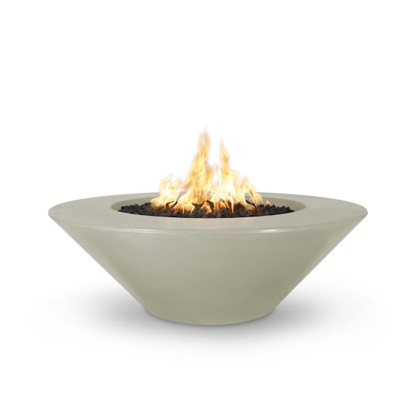 The Outdoor Plus 60 Round Cazo Fire Pit - GFRC Concrete - Ash - Plug & Play Electronic Ignition - Liquid Propane - OPT-CZ60EKIT-ASH-LP