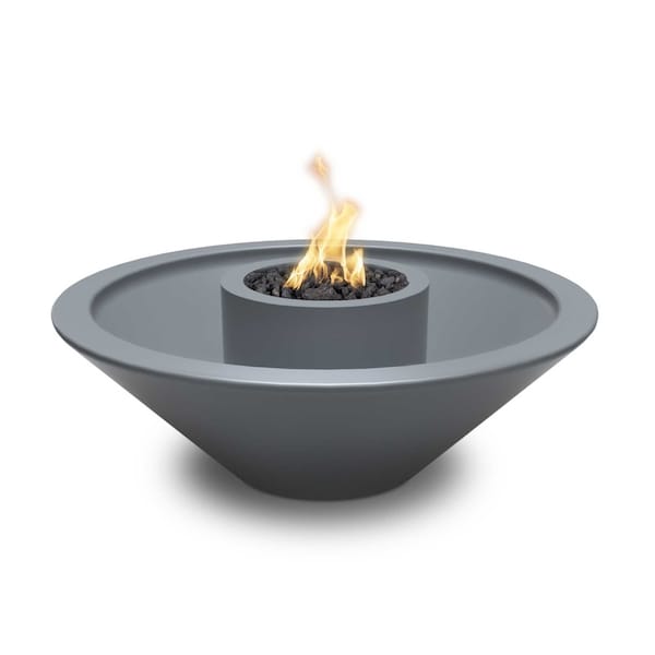 The Outdoor Plus 48 Round Cazo Fire & Water Bowl - GFRC Concrete - Brown - Match Lit - Natural Gas - OPT-48CZFW360-BRN-NG