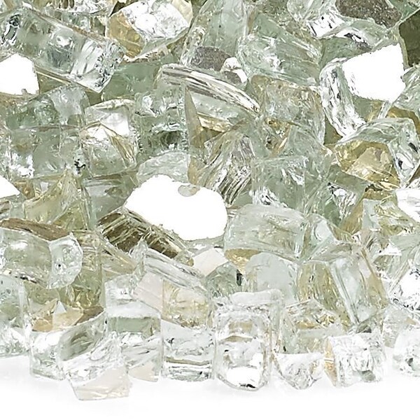 American Fire Glass 1/4 in Platinum Reflective Fire Glass, 10 Lb Bag - AFF-PLATRF-10