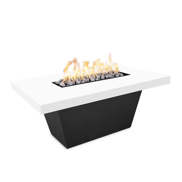 The Outdoor Plus 48 Rectangular Tacoma Fire Table, Powder Coated Metal, Plug & Play Electronic Ignition, Natural Gas - OPT-TACPC4830-BWCEKIT-NG