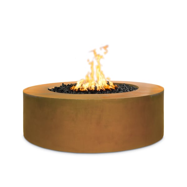 The Outdoor Plus 48 Round Unity Fire Pit - Corten Steel - Low Voltage Electronic Ignition - Natural Gas - OPT-RCRTN4818E12V-NG