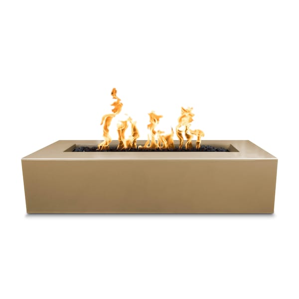 The Outdoor Plus 54 Rectangular Regal Fire Pit, GFRC Concrete, Brown, Spark Ignition with Flame Sense, Natural Gas - OPT-RGL54FSEN-BRN-NG