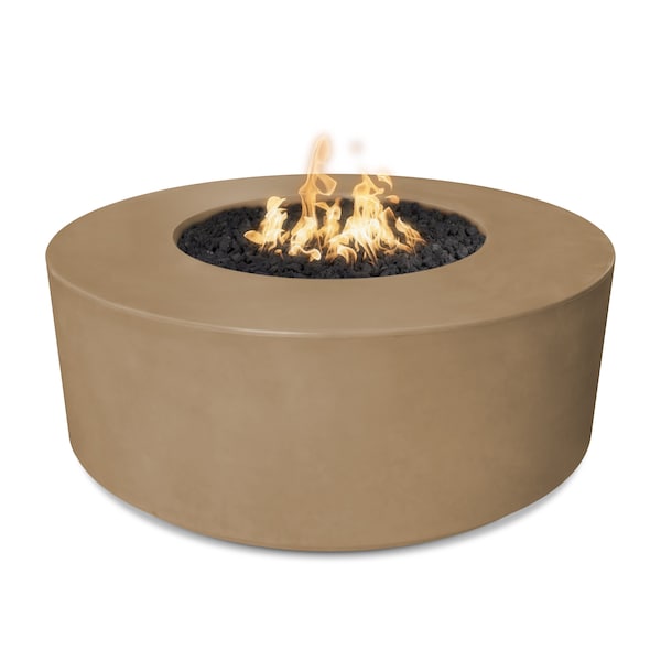 The Outdoor Plus 54 Round Florence Fire Pit - GFRC Concrete - Brown - Match Lit - Liquid Propane - OPT-FL54-BRN-LP