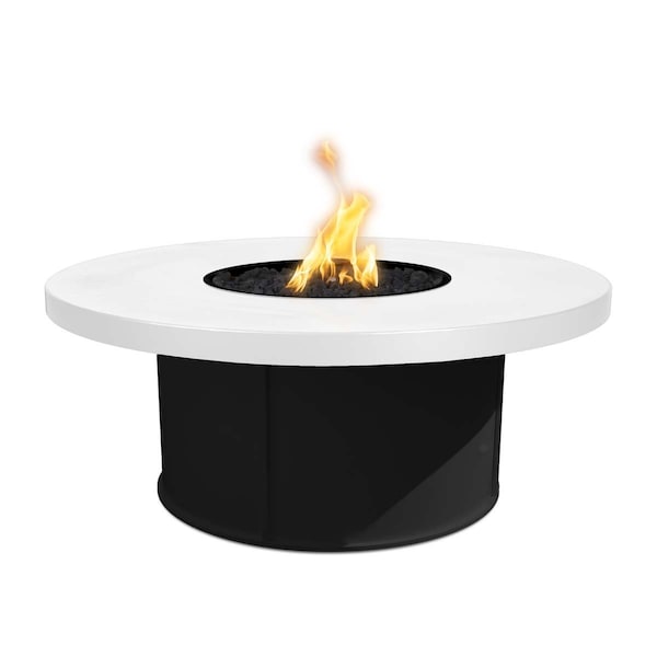 The Outdoor Plus 48 Round Mabel Fire Table - Powder Coated Metal - Match Lit - Liquid Propane - OPT-MABPC48-BWC-LP