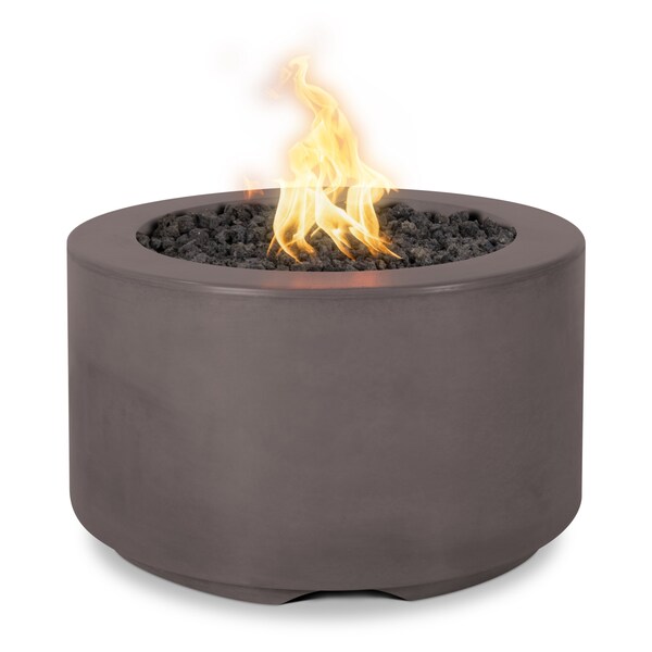 The Outdoor Plus 32 Round Florence Fire Pit, GFRC Concrete, Chestnut, Plug & Play Electronic Ignition, Natural Gas - OPT-FL3218EKIT-CST-NG