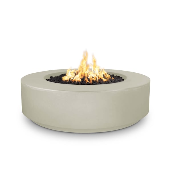 The Outdoor Plus 42 Round Florence Fire Pit - GFRC Concrete - Ash - Plug & Play Electronic Ignition - Natural Gas - OPT-FL4224EKIT-ASH-NG