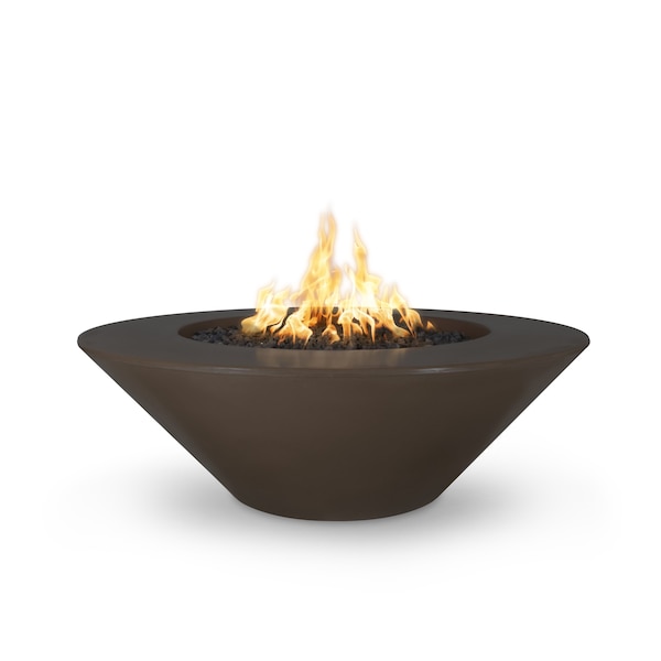The Outdoor Plus 48 Round Cazo Fire Pit - GFRC Concrete - Chocolate - Low Voltage Electronic Ignition - Natural Gas - OPT-CZ48E12V-CHC-NG