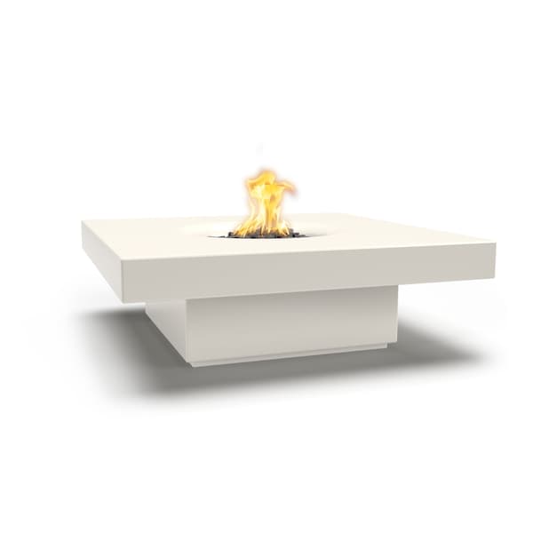 The Outdoor Plus 48 Square Balboa Fire Table - GFRC Concrete - White - Match Lit with Flame Sense - Liquid Propane - OPT-BAL48FSML-LIM-LP