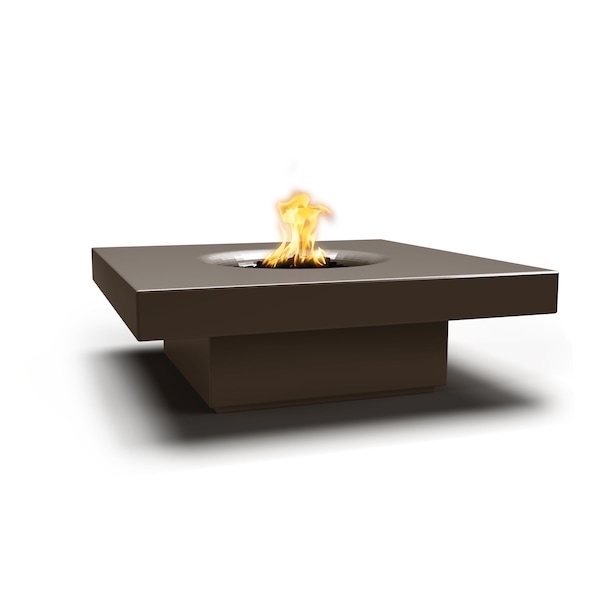 The Outdoor Plus 48 Square Balboa Fire Table, GFRC Concrete, Chocolate, Match Lit with Flame Sense, Liquid Propane - OPT-BAL48FSML-CHC-LP