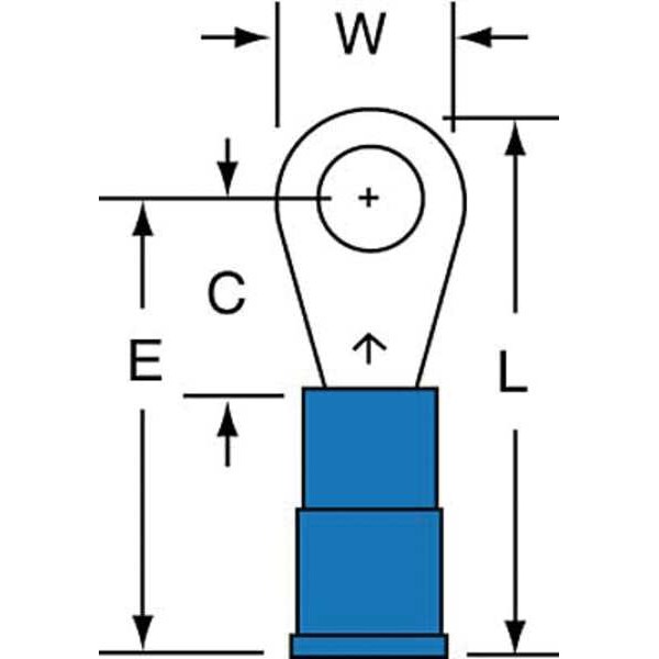 Terminal de Anillo de Nylon 16-14 AWG para Tornillo #8, Paquete con 1000 piezas - MNG14-8R/LK