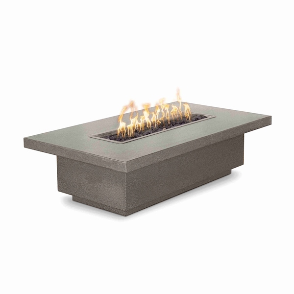 The Outdoor Plus 72 Rectangular Fremont Fire Table, Powder Coated Metal, Spark Ignition w/Flame Sense, Liq. Propane - OPT-FRMPC7215FSEN-SLV-LP