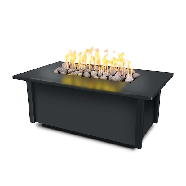 The Outdoor Plus 48 Rectangular Salinas Fire Table, Powder Coated Metal, Black, Match Lit w/Flame Sense, Liquid Propane - OPT-SALPC48FSML-BLK-LP